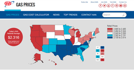 Where can you look up fuel prices by state?